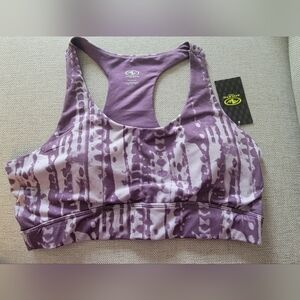 NWT Athletic Works Purple Medium Support Sports Bra with Removable Pads, Size Lg